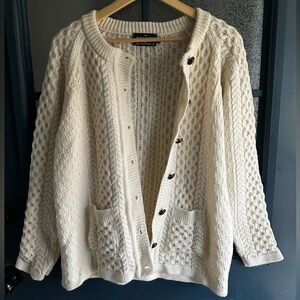 Wool Ivory Knit Cardigan